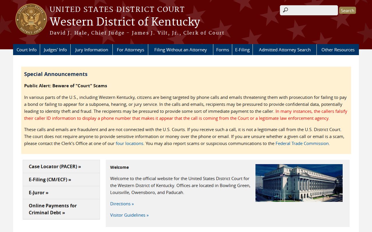 Corydon criminal history Western District of Kentucky court source