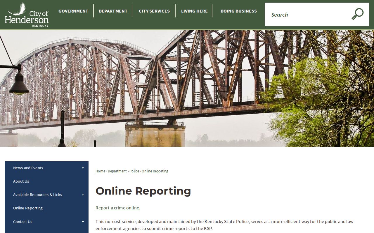 Henderson criminal history online police reporting workflow
