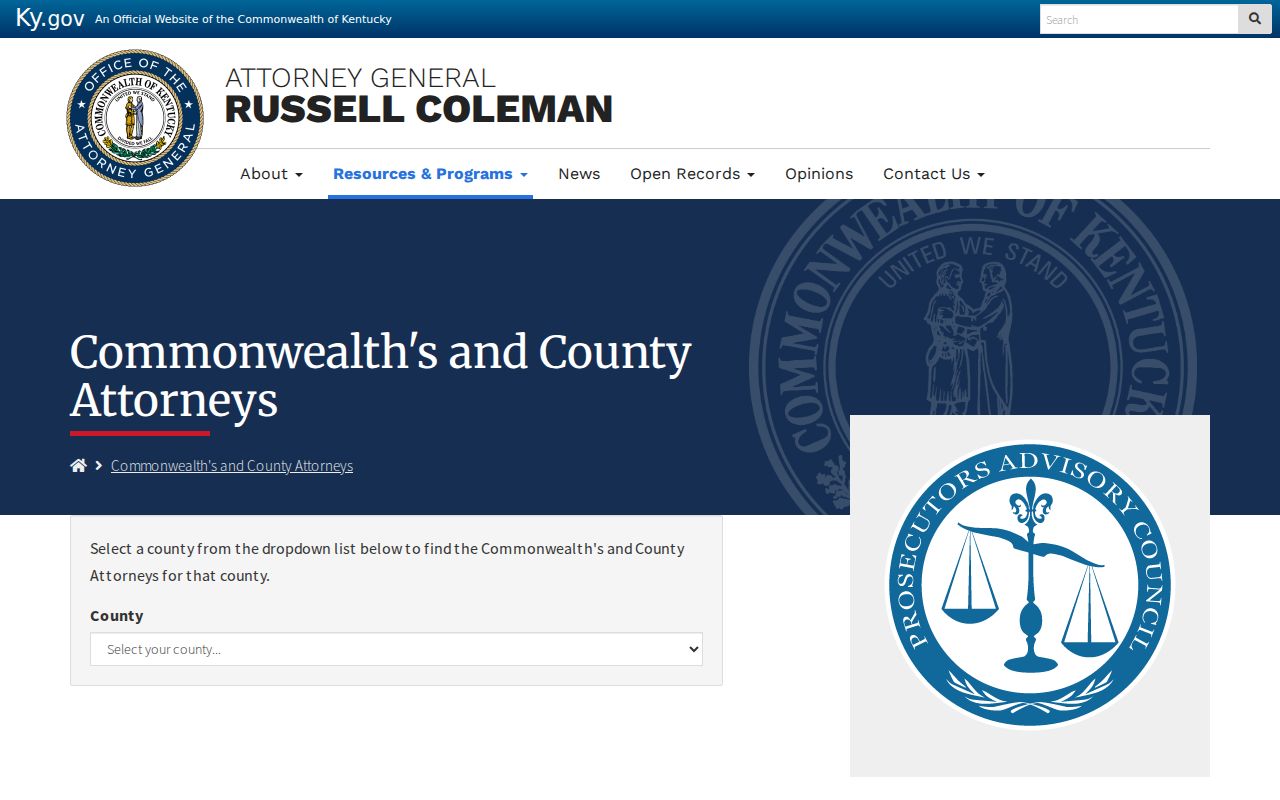 Kentucky prosecutor directory for Henderson County criminal court cases